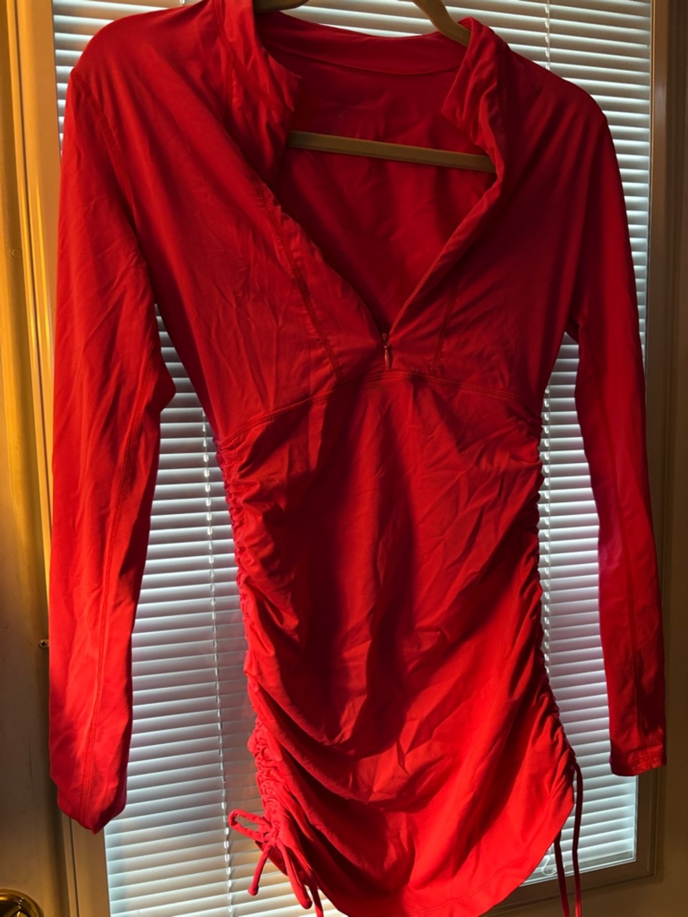 Athleta hot pink Women's  Long-Sleeve Ruched V-swim cover up XS